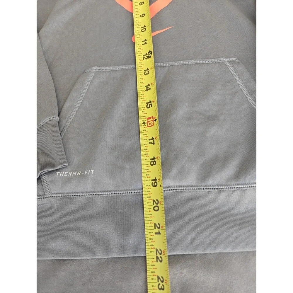 Nike Therma Fit Football Hoodie Youth Boys Large Gray Orange Fleece Pullover